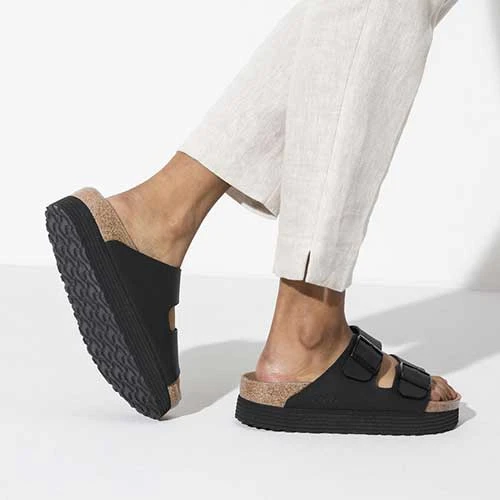 Birkenstock Arizona Platform Vegan - Birko Flor Black- Medium/Narrow 6 Birkenstock Arizona Platform Vegan - Birko Flor Black- Medium/Narrow - Image 6