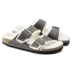 Birkenstock Arizona Shearling Sandals - Iron Natural- Medium/Narrow 10 Birkenstock Arizona Shearling Sandals - Iron Natural- Medium/Narrow -Patagonia Shop 1021067 pair