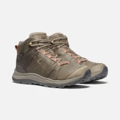 Keen Women's Terradora II Leather Mid Waterproof Boots - Brindle/Redwood - Regular (B) -Patagonia Shop 1023728 PLA PDP
