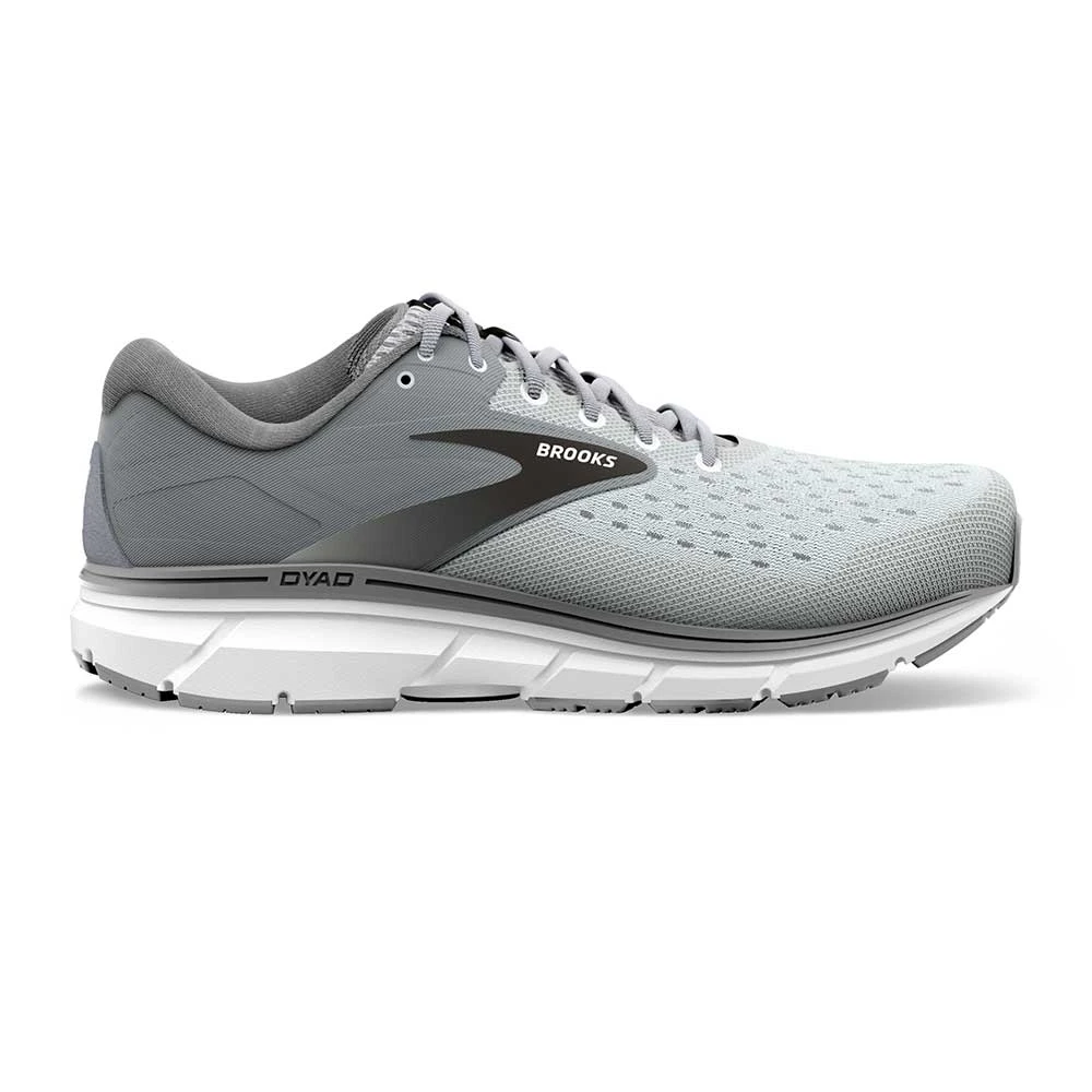 BROOKS Men's Dyad 11 Running Shoe - Grey/Black/White - Extra Wide (4E) 1 BROOKS Men's Dyad 11 Running Shoe - Grey/Black/White - Extra Wide (4E)