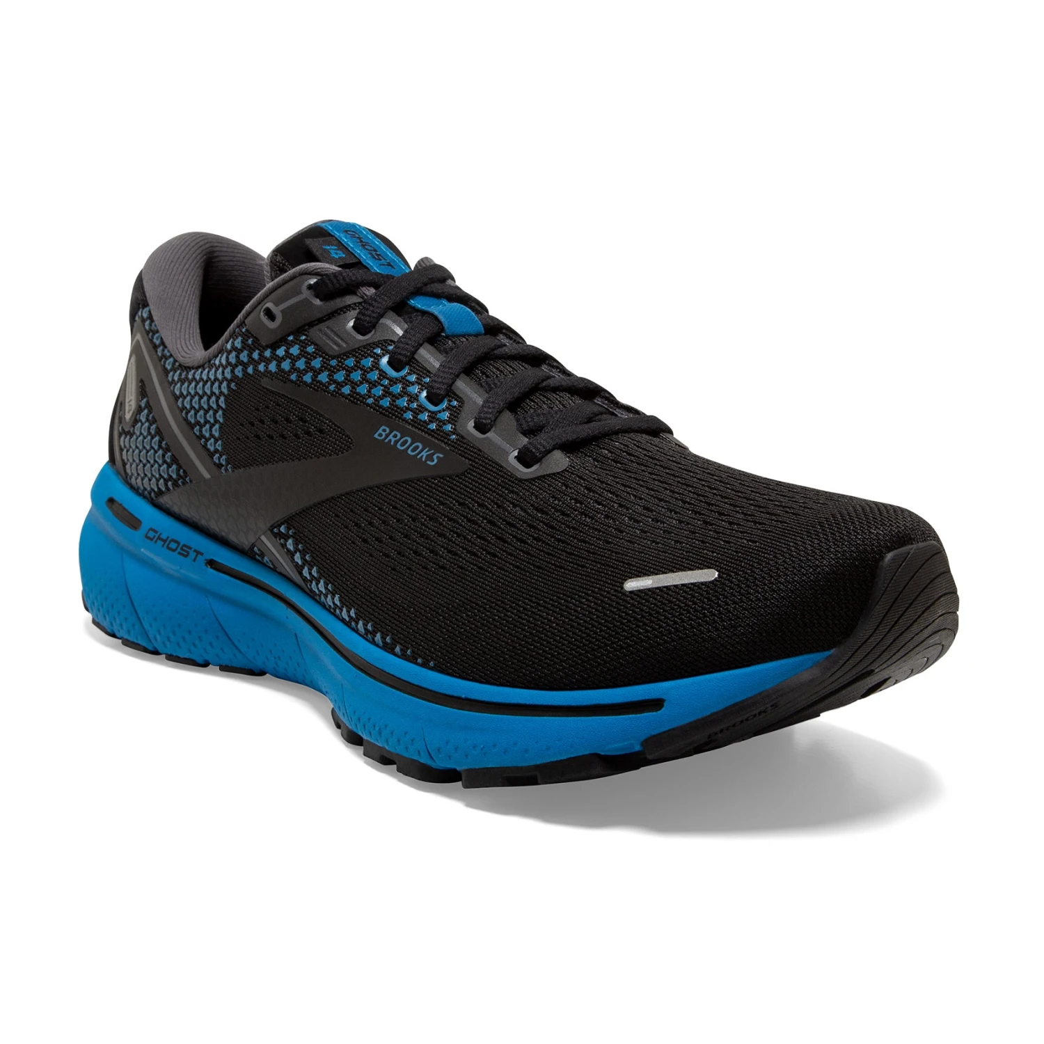 BROOKS Men's Ghost 14 Running Shoe - Black/Blackened Pearl/Blue — Regular (D) 3 BROOKS Men's Ghost 14 Running Shoe - Black/Blackened Pearl/Blue — Regular (D) - Image 3