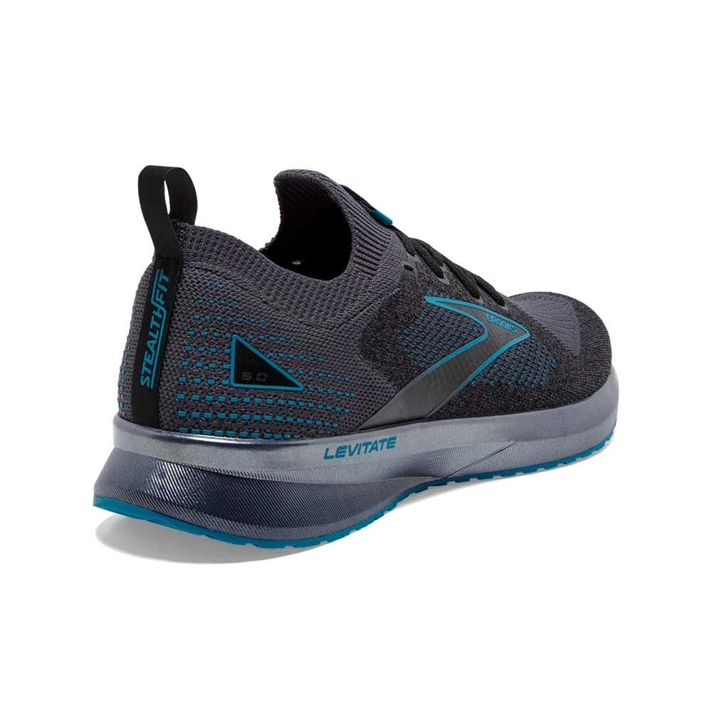 BROOKS Men's Levitate StealthFit 5 Running Shoe- Black/Ebony/Crystal Teal- Regular (D) 4 BROOKS Men's Levitate StealthFit 5 Running Shoe- Black/Ebony/Crystal Teal- Regular (D) - Image 4