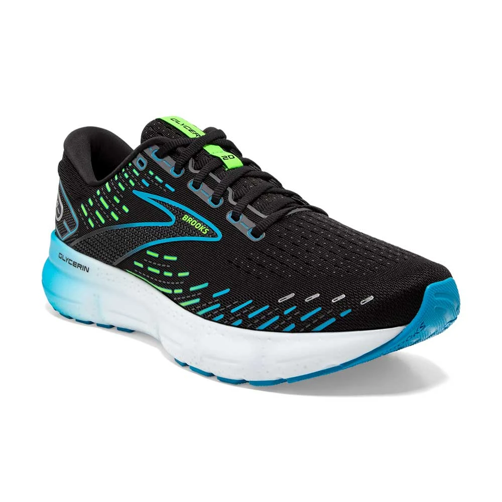 BROOKS Men's Glycerin 20 Running Shoe- Black/Hawaiian Ocean/Green - Regular (D) 2 BROOKS Men's Glycerin 20 Running Shoe- Black/Hawaiian Ocean/Green - Regular (D) - Image 2