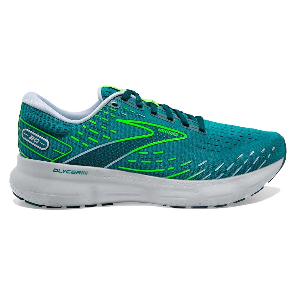 BROOKS Men's Glycerin 20 Running Shoe - Kayaking/Heron/Green Gecko - Regular (D) 1 BROOKS Men's Glycerin 20 Running Shoe - Kayaking/Heron/Green Gecko - Regular (D)