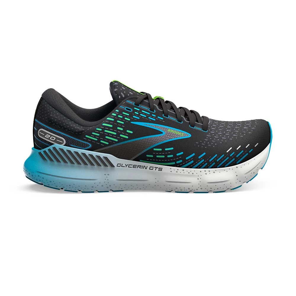 BROOKS Men's Glycerin GTS 20 Running Shoes - Black/Hawaiian Ocean/Green - Regular (D) 1 BROOKS Men's Glycerin GTS 20 Running Shoes - Black/Hawaiian Ocean/Green - Regular (D)