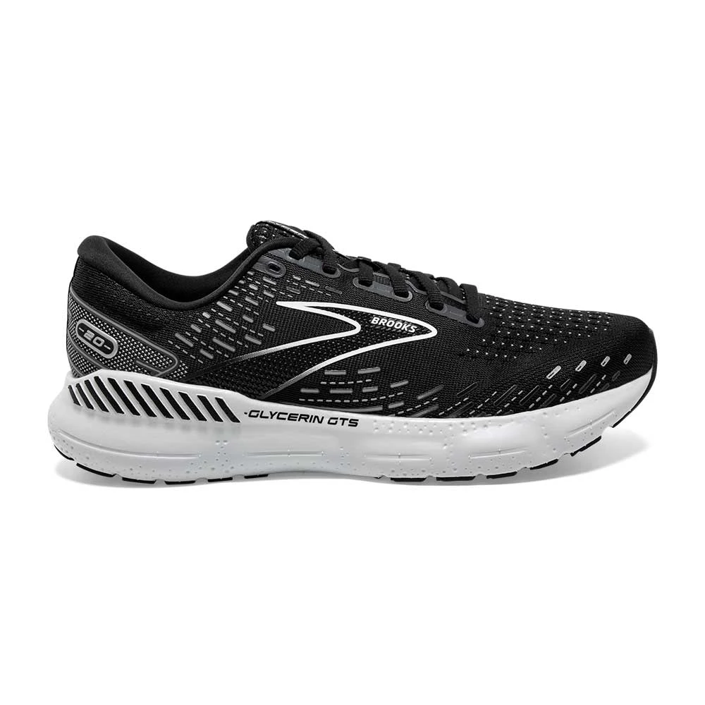 BROOKS Men's Glycerin GTS 20 Running Shoe- Black/White/Alloy- Regular (D) 1 BROOKS Men's Glycerin GTS 20 Running Shoe- Black/White/Alloy- Regular (D)