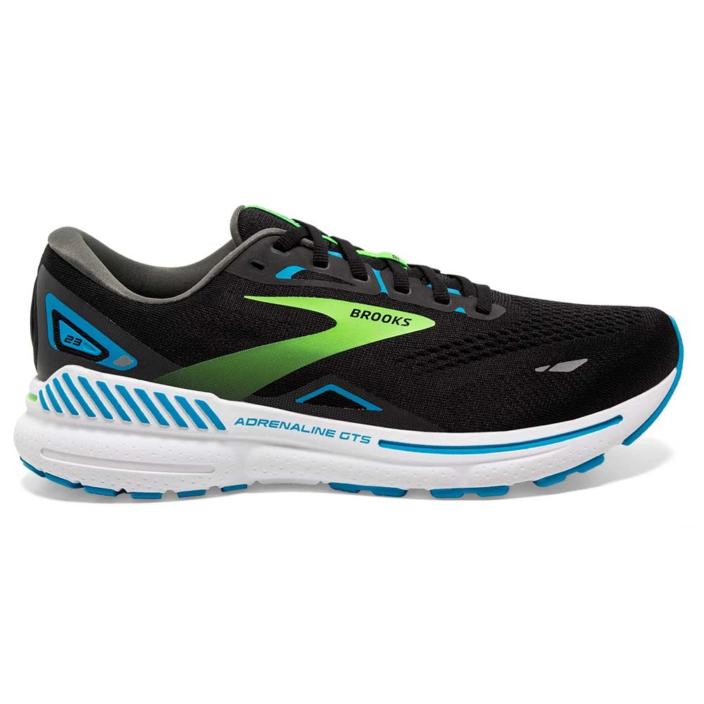 BROOKS Men's Adrenaline GTS 23 Running Shoe - Black/Hawaiian Ocean/Green- Regular (D) 1 BROOKS Men's Adrenaline GTS 23 Running Shoe - Black/Hawaiian Ocean/Green- Regular (D)