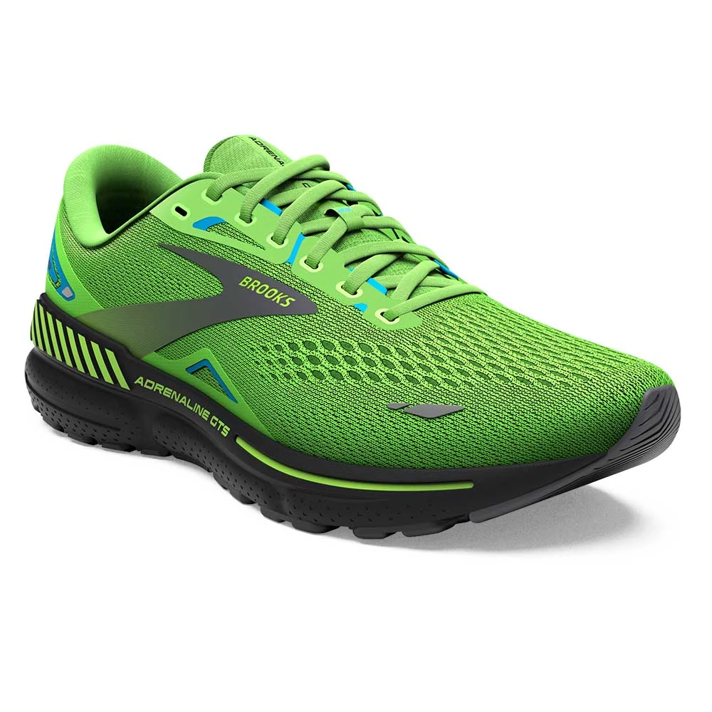 BROOKS Men's Adrenaline GTS 23 Running Shoe - Green Gecko/Grey/Atomic Blue- Regular (D) 2 BROOKS Men's Adrenaline GTS 23 Running Shoe - Green Gecko/Grey/Atomic Blue- Regular (D) - Image 2