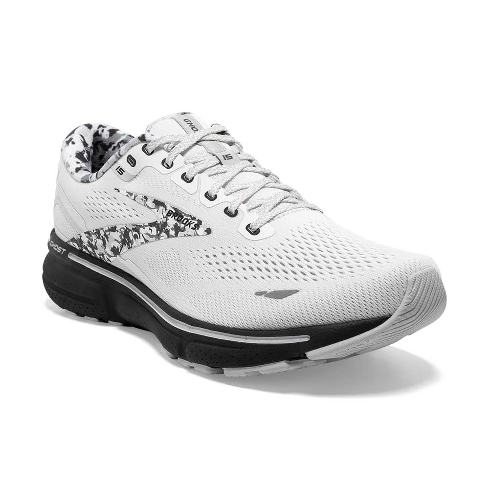 BROOKS Men's Ghost 15 Running Shoe- White/Ebony/Oyster 2 BROOKS Men's Ghost 15 Running Shoe- White/Ebony/Oyster - Image 2