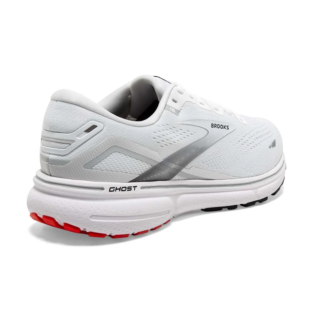 BROOKS Men's Ghost 15 Running Shoe- White/Black/Flame 4 BROOKS Men's Ghost 15 Running Shoe- White/Black/Flame - Image 4