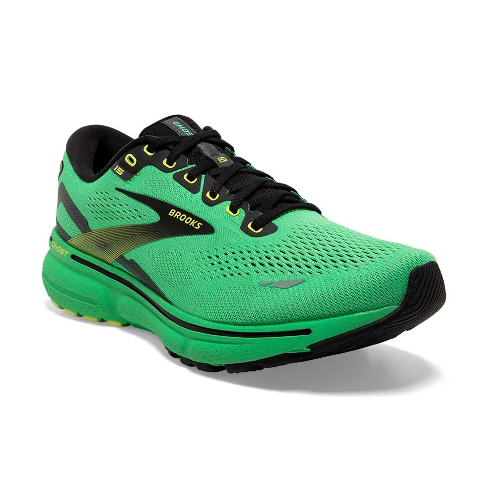 BROOKS Men's Ghost 15 Running Shoe- Green/Black/Sharp Green 2 BROOKS Men's Ghost 15 Running Shoe- Green/Black/Sharp Green - Image 2