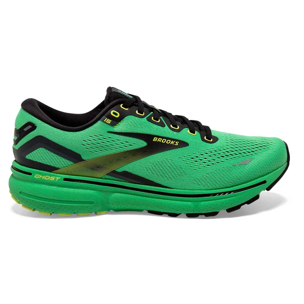 BROOKS Men's Ghost 15 Running Shoe- Green/Black/Sharp Green 1 BROOKS Men's Ghost 15 Running Shoe- Green/Black/Sharp Green