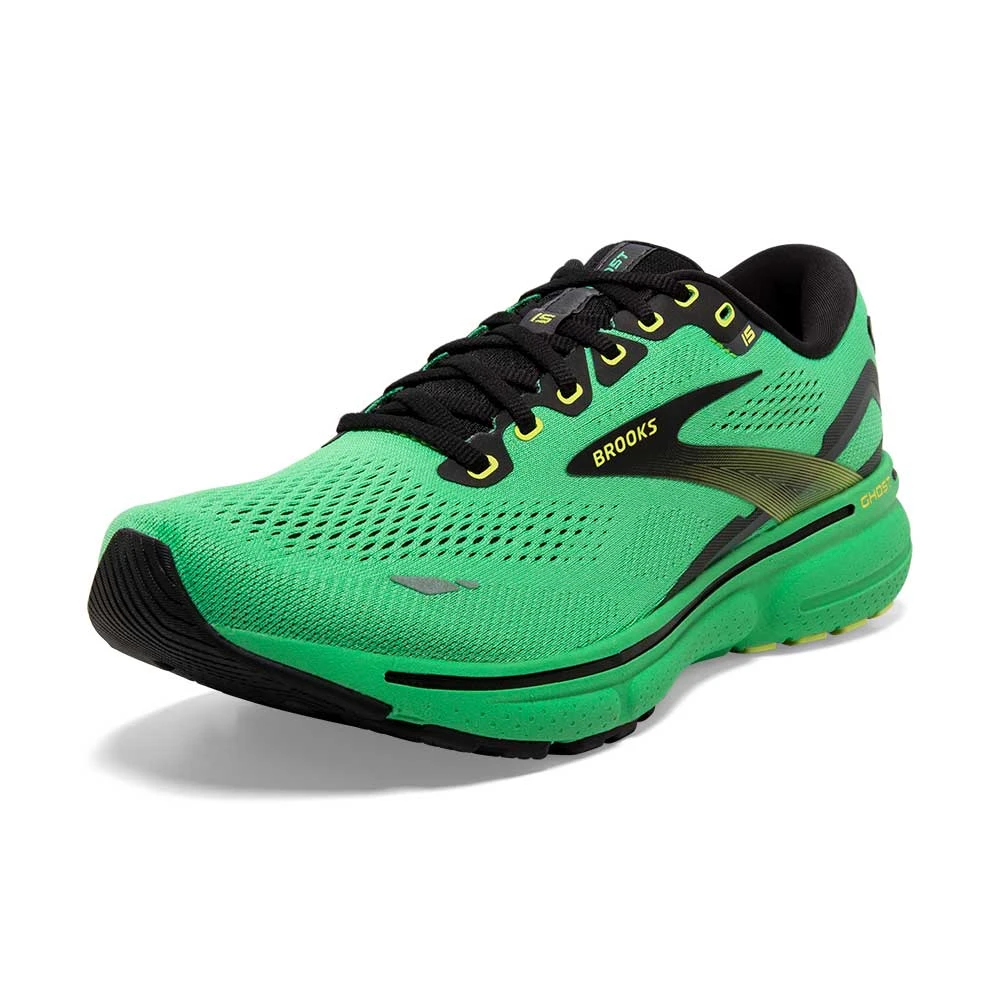 BROOKS Men's Ghost 15 Running Shoe- Green/Black/Sharp Green 5 BROOKS Men's Ghost 15 Running Shoe- Green/Black/Sharp Green - Image 5