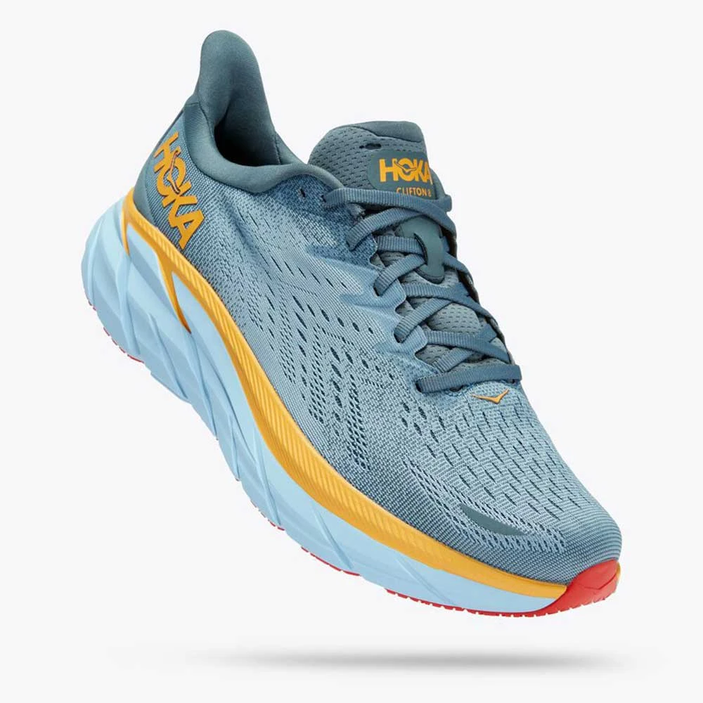 Hoka Men's Clifton 8 Running Shoe- Goblin Blue/Mountain Spring— Regular (D) 2 Hoka Men's Clifton 8 Running Shoe- Goblin Blue/Mountain Spring— Regular (D) - Image 2