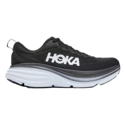 Hoka Men's Bondi 8 Running Shoe- Black/White- Wide (2E)