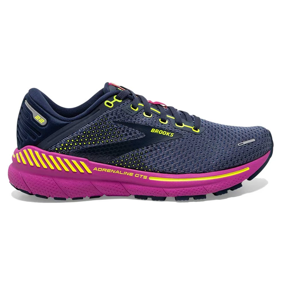 BROOKS Women's Adrenaline GTS 22 Running Shoe- Nightshadow/Viola/Nightlife- Regular (B) 1 BROOKS Women's Adrenaline GTS 22 Running Shoe- Nightshadow/Viola/Nightlife- Regular (B)