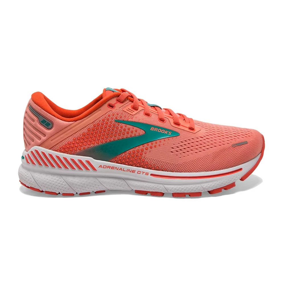 BROOKS Women's Adrenaline GTS 22 Running Shoe- Coral/Latigo Bay/White- Regular (B) 1 BROOKS Women's Adrenaline GTS 22 Running Shoe- Coral/Latigo Bay/White- Regular (B)