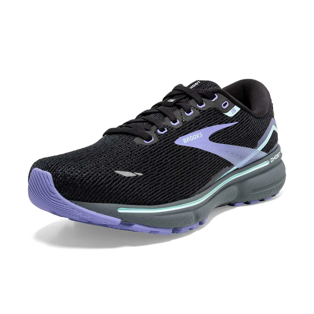 BROOKS Women's Ghost 15 Running Shoe- Black/Jacaranda/Salt- Regular (B) 3 BROOKS Women's Ghost 15 Running Shoe- Black/Jacaranda/Salt- Regular (B) - Image 3