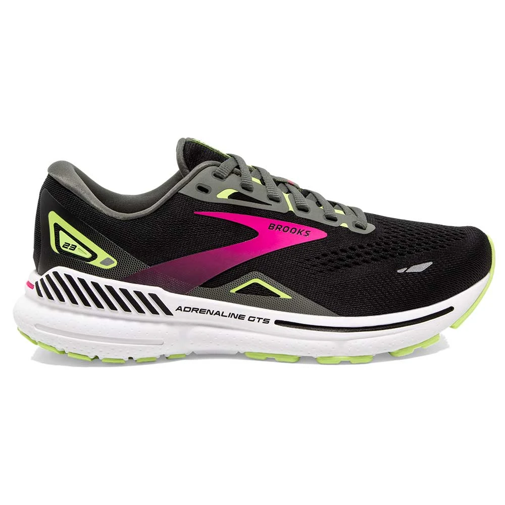BROOKS Women's Adrenaline GTS 23 Running Shoe - Black/Gunmetal/Sharp Green- Narrow (2A) 1 BROOKS Women's Adrenaline GTS 23 Running Shoe - Black/Gunmetal/Sharp Green- Narrow (2A)