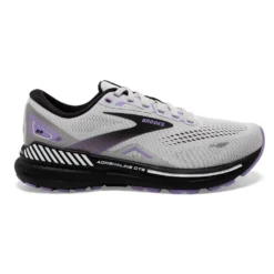 BROOKS Women's Adrenaline GTS 23 Running Shoe - Grey/Black/Purple- Wide (D)
