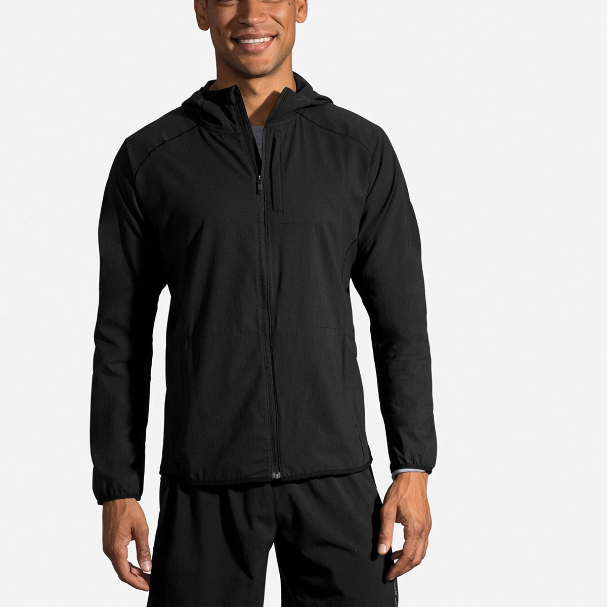 BROOKS Men's Dash 1/2 Zip Top - Black 2 BROOKS Men's Dash 1/2 Zip Top - Black - Image 2