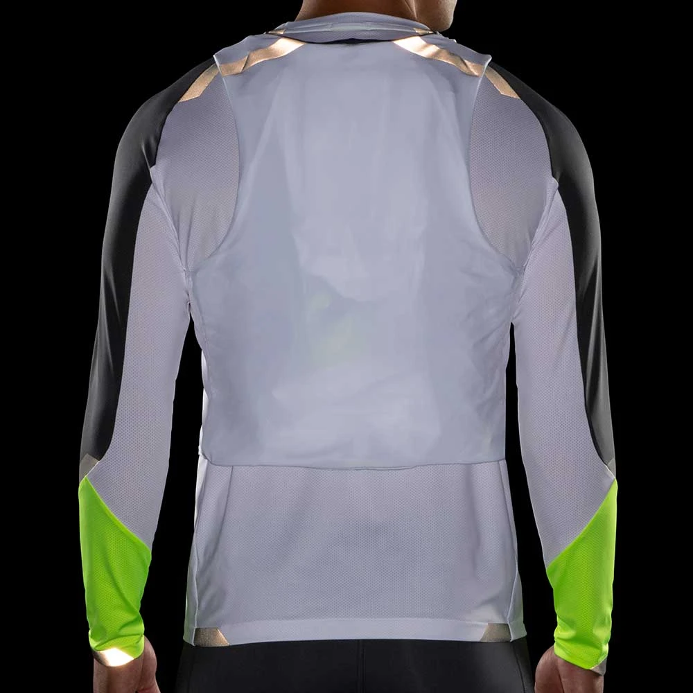 BROOKS Men's Run Visible Convertible Jacket - White/Asphalt/Nightlife 7 BROOKS Men's Run Visible Convertible Jacket - White/Asphalt/Nightlife - Image 7