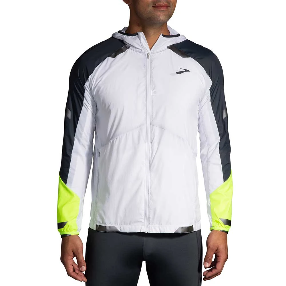 BROOKS Men's Run Visible Convertible Jacket - White/Asphalt/Nightlife 2 BROOKS Men's Run Visible Convertible Jacket - White/Asphalt/Nightlife - Image 2