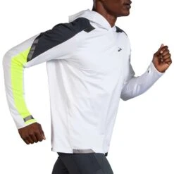 BROOKS Men's Run Visible Thermal Hoodie - White/Asphalt/Nightlife -Patagonia Shop 211411 134 MV Run Visible Thermal Hoodie