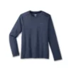 BROOKS Men's Distance Long Sleeve 2.0 Top- Heather Navy