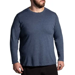 BROOKS Men's Distance Long Sleeve 2.0 Top- Heather Navy -Patagonia Shop 211452 483 MF Distance Long Sleeve 2