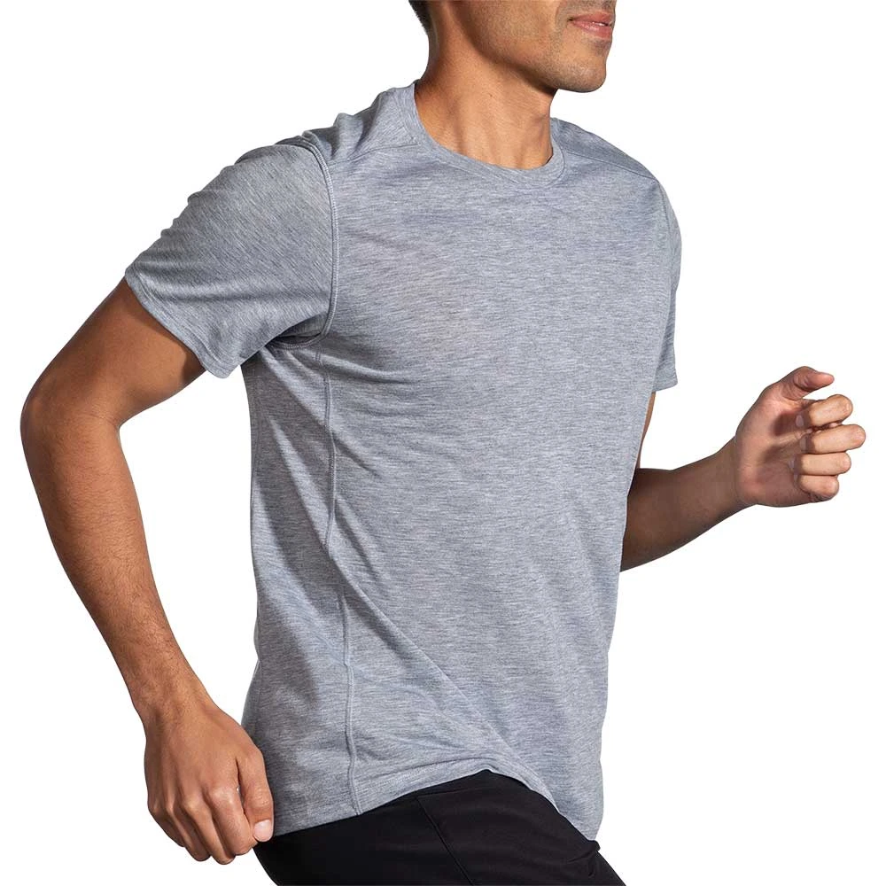 BROOKS Men's Distance Short Sleeve 2.0 Top - Heather Ash 3 BROOKS Men's Distance Short Sleeve 2.0 Top - Heather Ash - Image 3