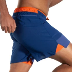BROOKS Men's High Point 7" 2-in-1 Short - Dk Aegean/Bright Oran -Patagonia Shop 211454 452 MV High Point 7in 2in1 Short