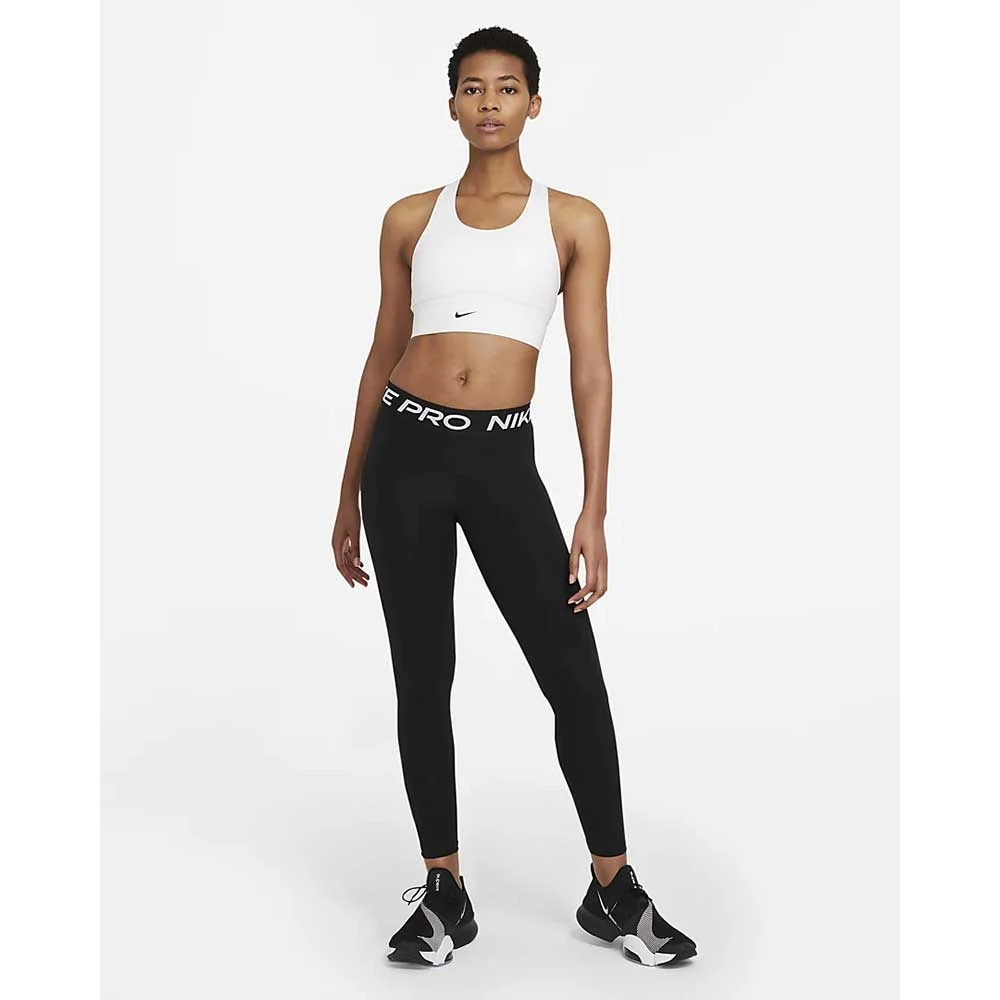 Women's Nike Swoosh Longline Bra Med Padded - White/Black 3 Women's Nike Swoosh Longline Bra Med Padded - White/Black - Image 3