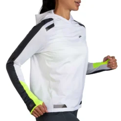 BROOKS Women's Run Visible Thermal Hoodie - White/Asphalt/Nightlife -Patagonia Shop 221559 134 MV Run Visible Thermal Hoodie