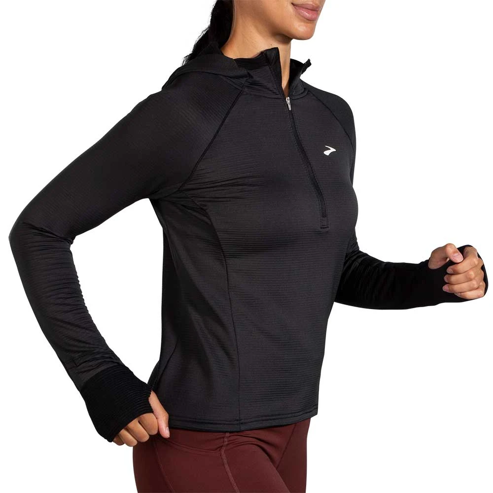 BROOKS Women's Notch Thermal Hoodie 2.0 - Black 4 BROOKS Women's Notch Thermal Hoodie 2.0 - Black - Image 4