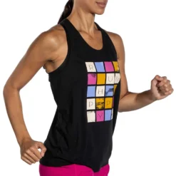 BROOKS Women's Distance Tank 2.0 - Black/RH Mosiac -Patagonia Shop 221606 045 MV Distance Tank 2