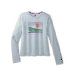 BROOKS Women's Distance Long Sleeve 2.0 - Htr Lt Slate/Run Your Own Way