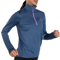 BROOKS Women's Dash 1/2 Zip 2.0 - Htr Aegean -Patagonia Shop 221651 424 MV Dash Half Zip 2