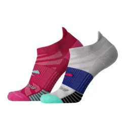 BROOKS Unisex Ghost Lite No Show 2-Pack Socks - Pink/Salt & Light Grey