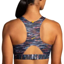 BROOKS Women's Drive 3 Pocket Sports Bra - Sundial Velocity Print -Patagonia Shop 350080 078 MB Drive 3 Pocket Run Bra