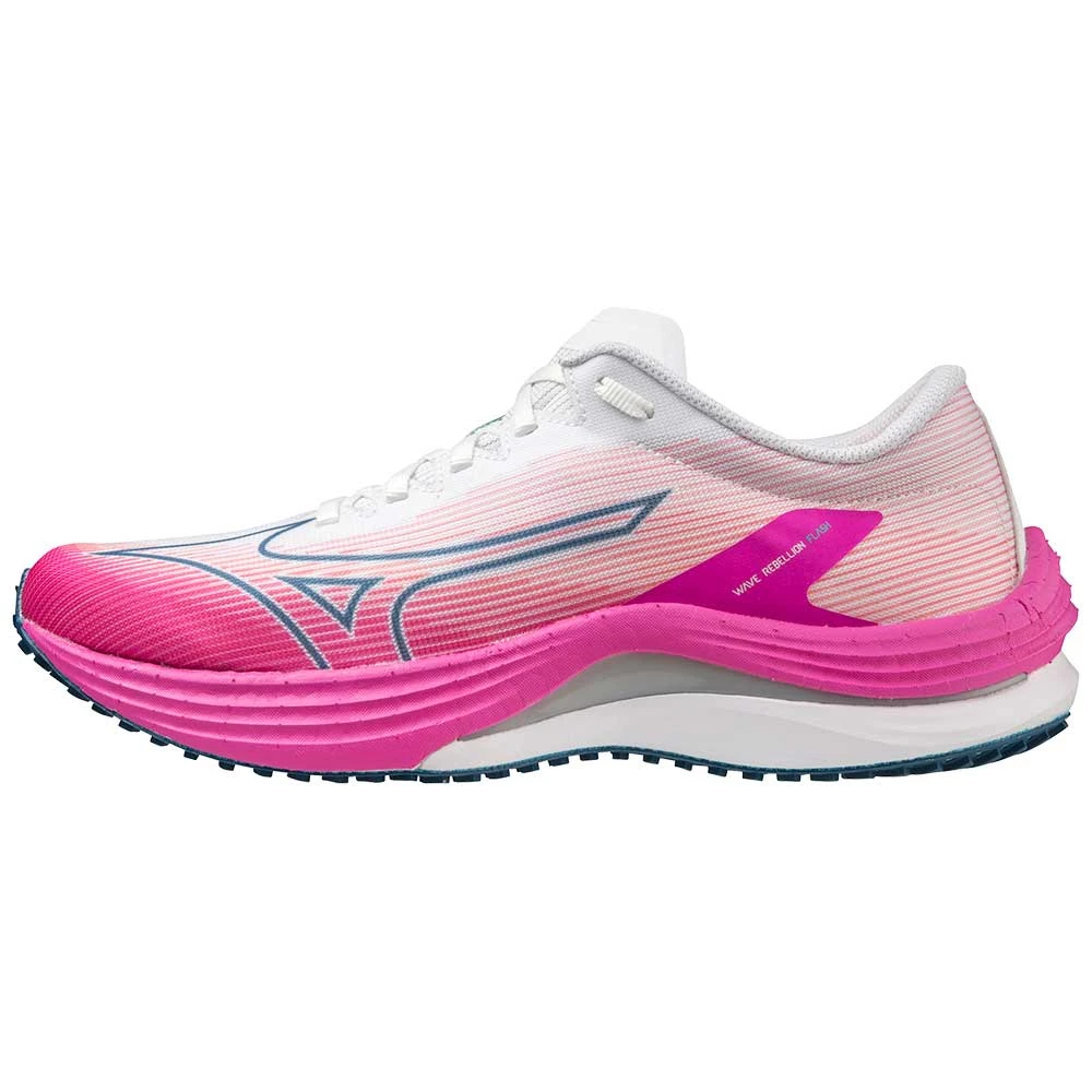 Mizuno Women's Wave Rebellion Flash Running Shoe - White/Silver - Regular (B) 2 Mizuno Women's Wave Rebellion Flash Running Shoe - White/Silver - Regular (B) - Image 2