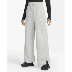 Nike Women's Fleece High Rise Pant Wide - Dark Grey Heather