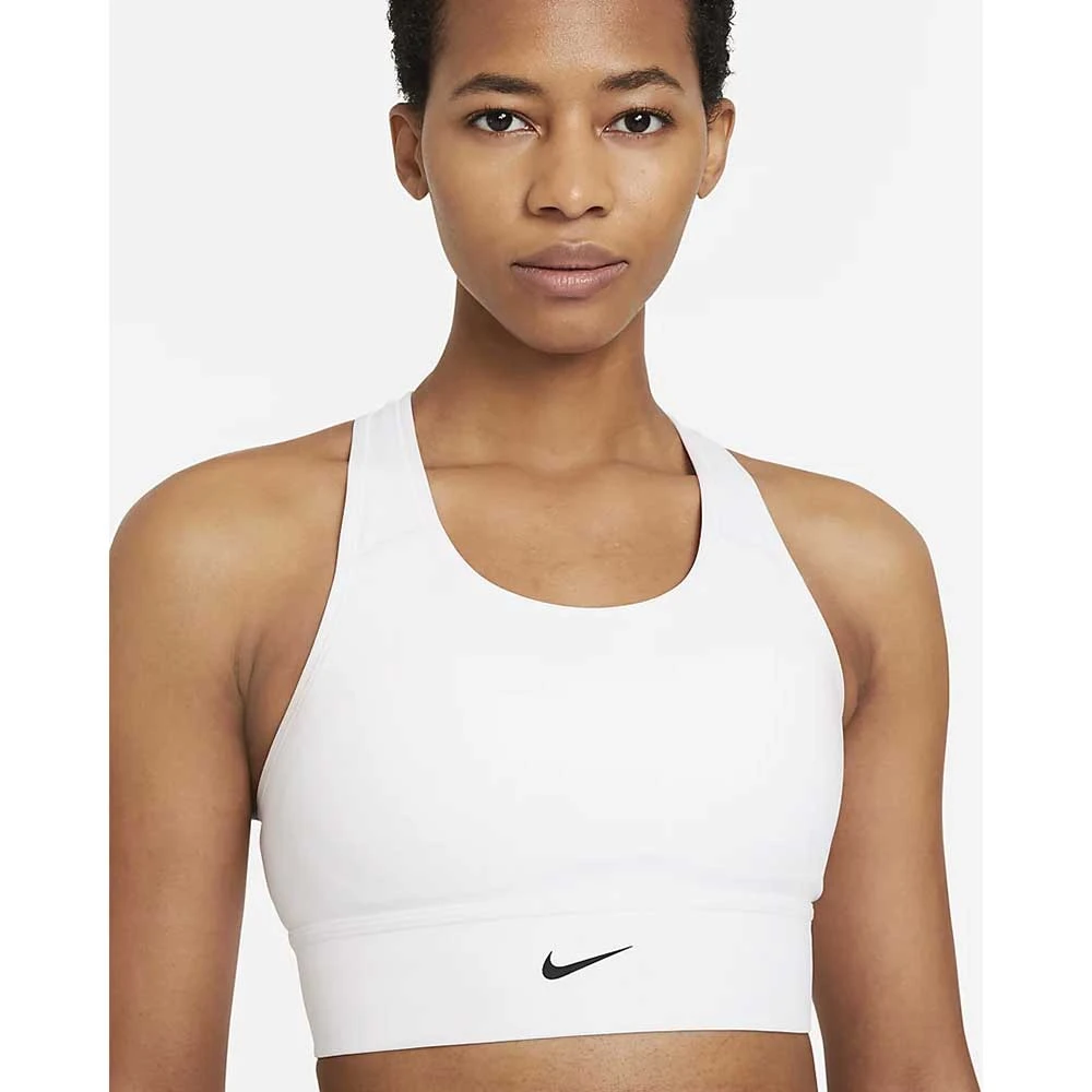 Women's Nike Swoosh Longline Bra Med Padded - White/Black 4 Women's Nike Swoosh Longline Bra Med Padded - White/Black - Image 4