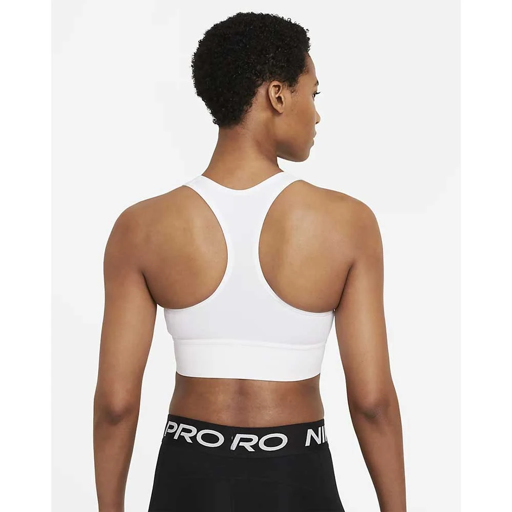 Women's Nike Swoosh Longline Bra Med Padded - White/Black 2 Women's Nike Swoosh Longline Bra Med Padded - White/Black - Image 2
