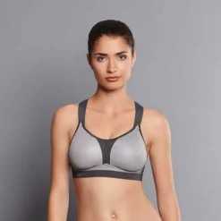Women's DYNAMIX STAR - Sports Bra Racerback, Maximum Support - Heather Grey