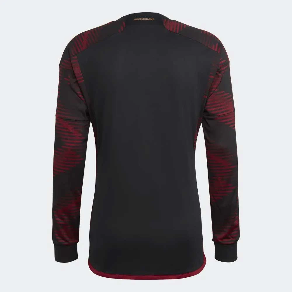 ADIDAS Men's Germany 2022 Away Long Sleeve Jersey - Black 7 ADIDAS Men's Germany 2022 Away Long Sleeve Jersey - Black - Image 7