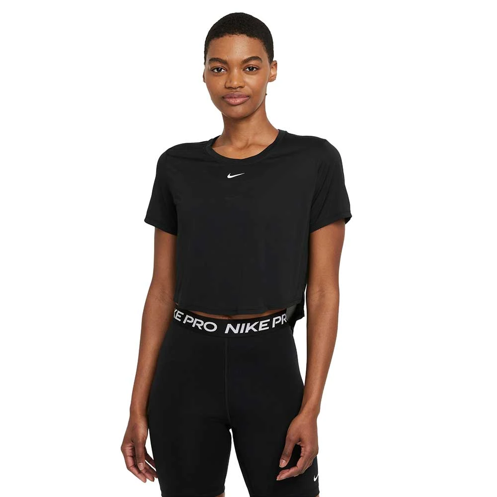 Women's Nike Dri-FIT One Standard Fit Short Sleeve Cropped Top - Black 1 Women's Nike Dri-FIT One Standard Fit Short Sleeve Cropped Top - Black