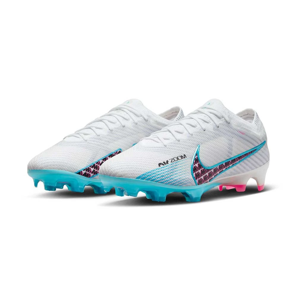 Nike Unisex Zoom Mercurial Vapor 15 Elite FG Soccer Cleats - White/Baltic Blue/Pink Blast - Regular (D) 2 Nike Unisex Zoom Mercurial Vapor 15 Elite FG Soccer Cleats - White/Baltic Blue/Pink Blast - Regular (D) - Image 2