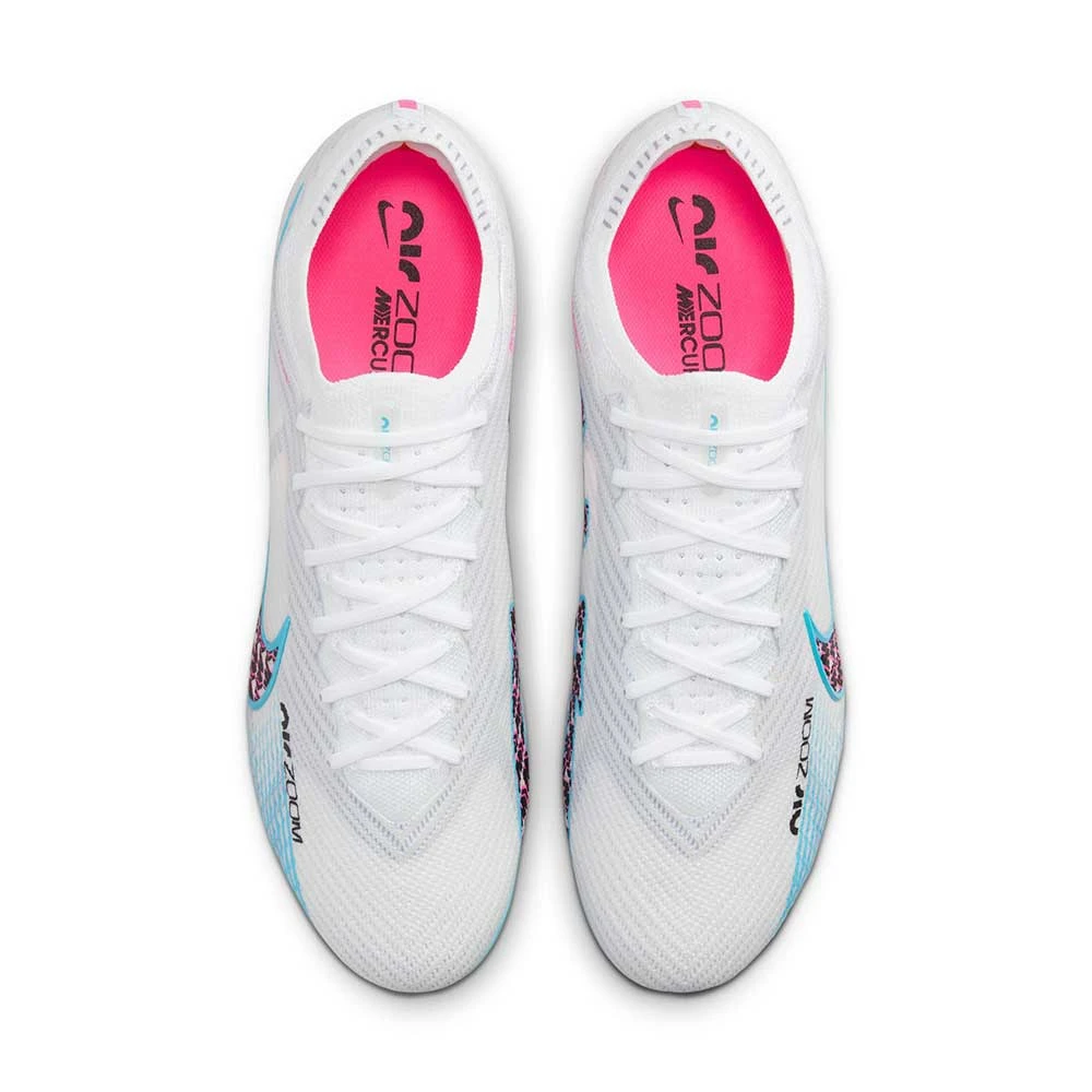 Nike Unisex Zoom Mercurial Vapor 15 Elite FG Soccer Cleats - White/Baltic Blue/Pink Blast - Regular (D) 4 Nike Unisex Zoom Mercurial Vapor 15 Elite FG Soccer Cleats - White/Baltic Blue/Pink Blast - Regular (D) - Image 4