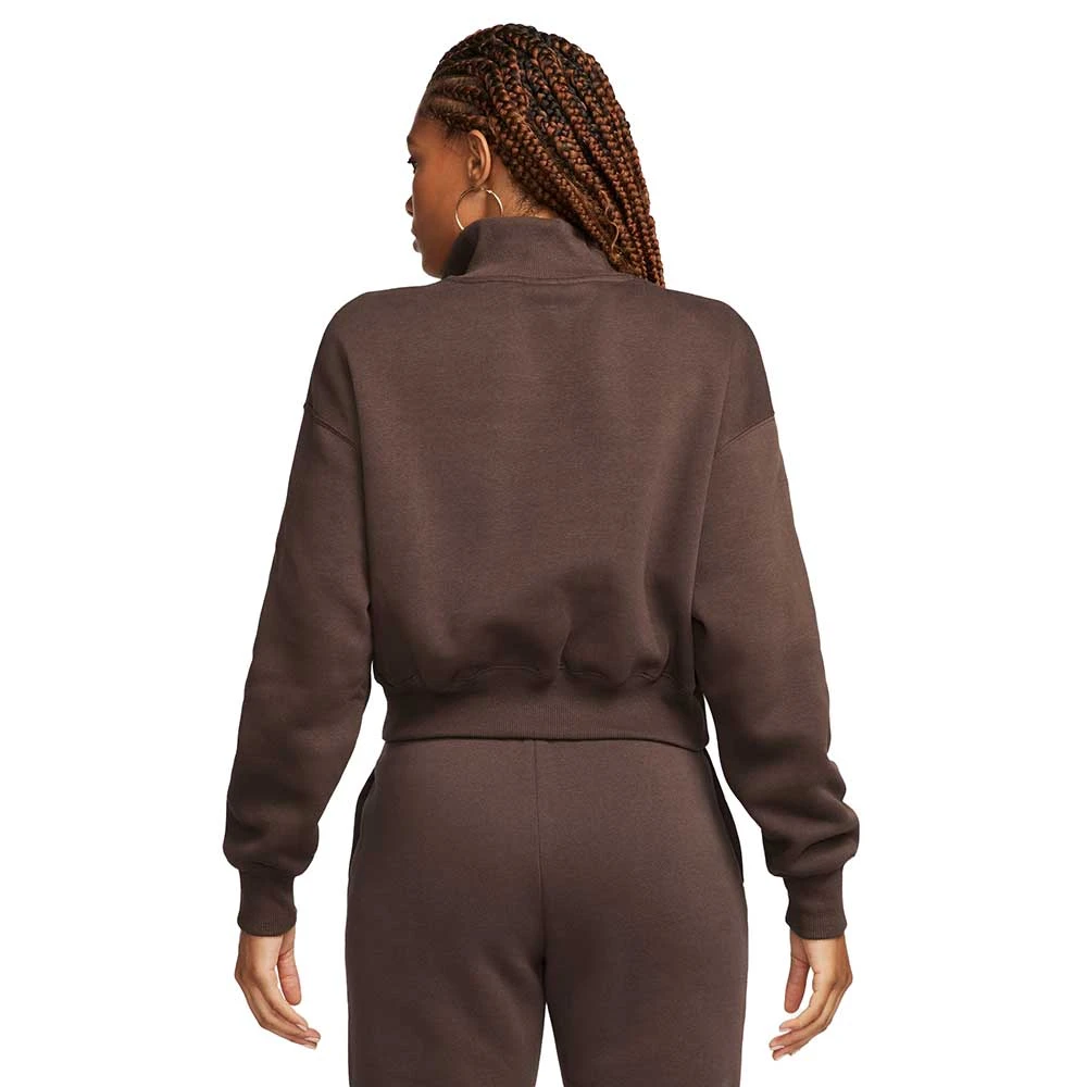Nike Women's Phoenix Fleece Oversized 1/2-Zip Crop Sweatshirt - Baroque Brown/Sail 2 Nike Women's Phoenix Fleece Oversized 1/2-Zip Crop Sweatshirt - Baroque Brown/Sail - Image 2